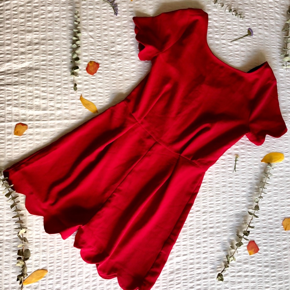 MONTEAU Red Scalloped Romper
